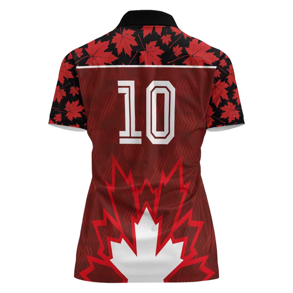 Custom Canadian Rugby Women Polo Shirt Maple Leaves Sporty Art Style Red Color - Wonder Print Shop