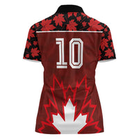Custom Canadian Rugby Women Polo Shirt Maple Leaves Sporty Art Style Red Color - Wonder Print Shop