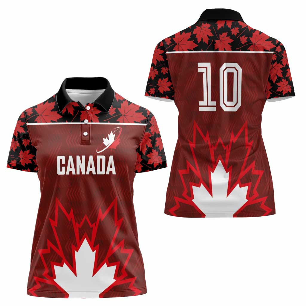 Custom Canadian Rugby Women Polo Shirt Maple Leaves Sporty Art Style Red Color - Wonder Print Shop