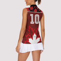 Custom Canadian Rugby Women Sleeveless Polo Shirt Maple Leaves Sporty Art Style Red Color - Wonder Print Shop
