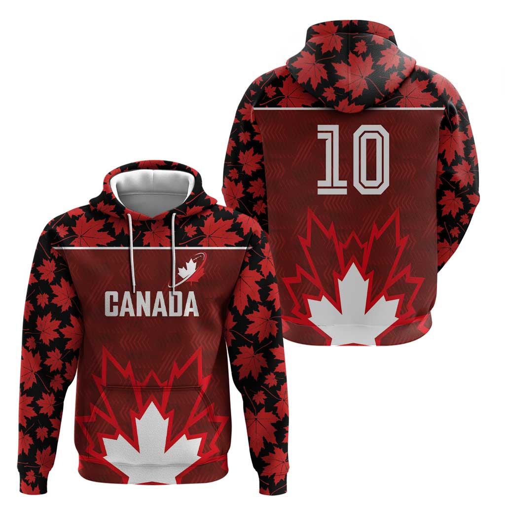 Custom Canadian Rugby Zip Hoodie Maple Leaves Sporty Art Style Red Color - Wonder Print Shop