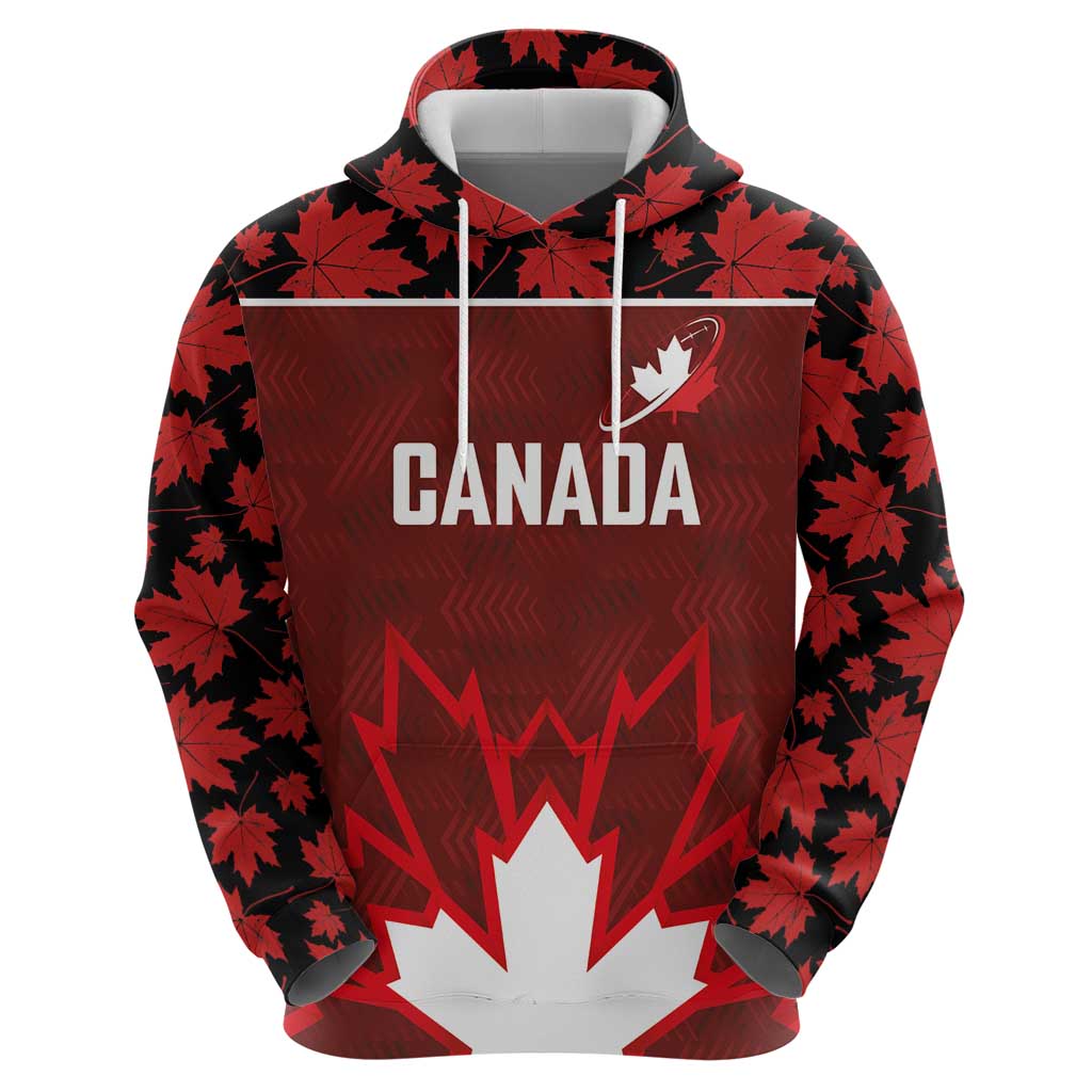 Custom Canadian Rugby Zip Hoodie Maple Leaves Sporty Art Style Red Color - Wonder Print Shop