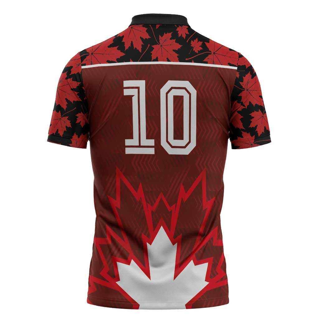 Custom Canadian Rugby Zipper Polo Shirt Maple Leaves Sporty Art Style Red Color - Wonder Print Shop