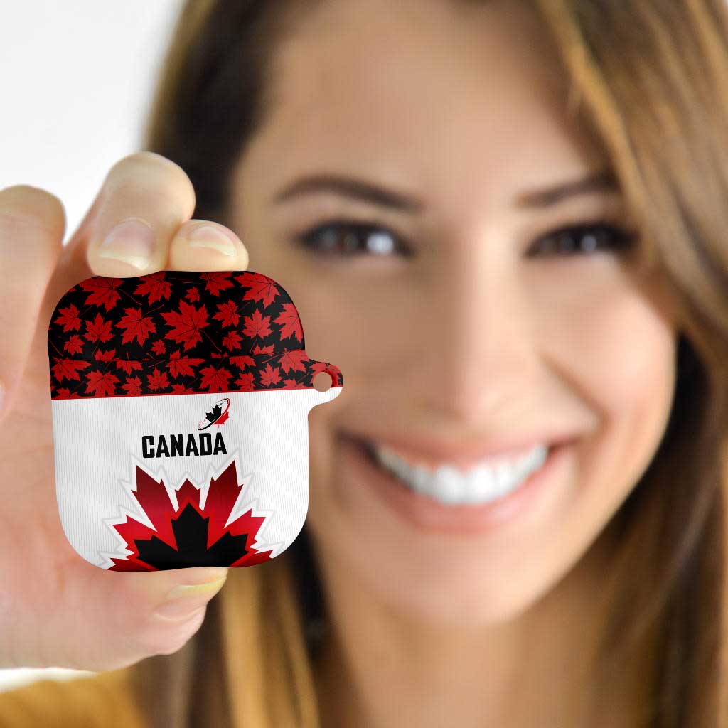 Canadian Rugby AirPods Case Maple Leaves Sporty Art Style White Color - Wonder Print Shop