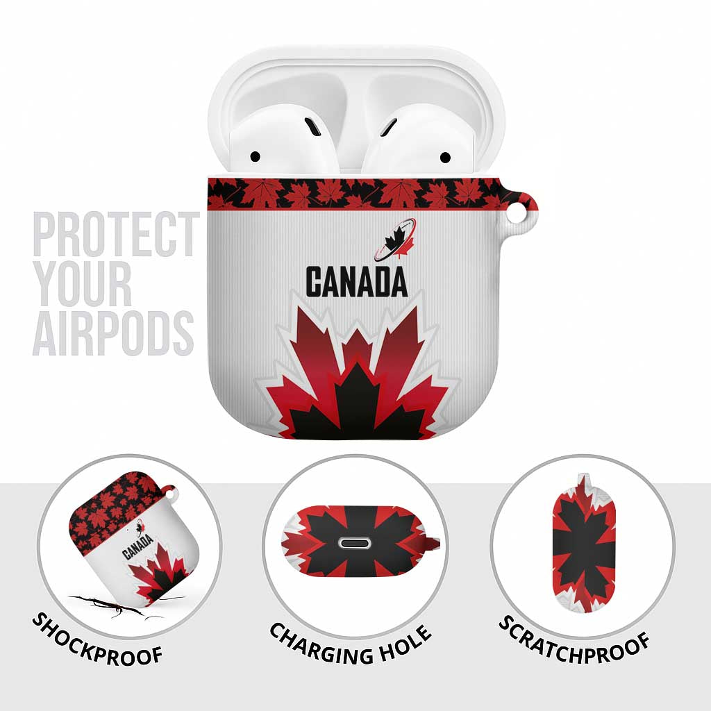 Canadian Rugby AirPods Case Maple Leaves Sporty Art Style White Color - Wonder Print Shop