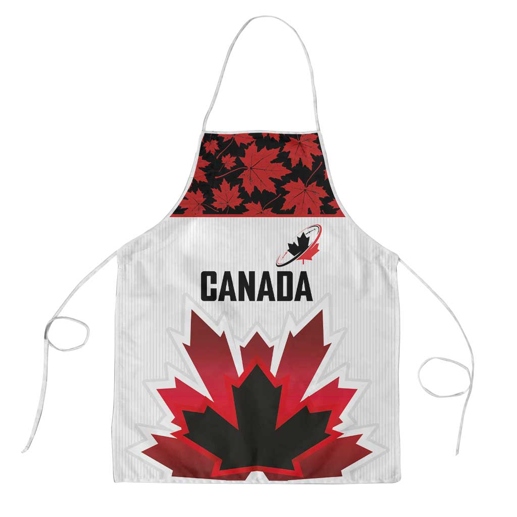 Canadian Rugby Apron Maple Leaves Sporty Art Style White Color - Wonder Print Shop