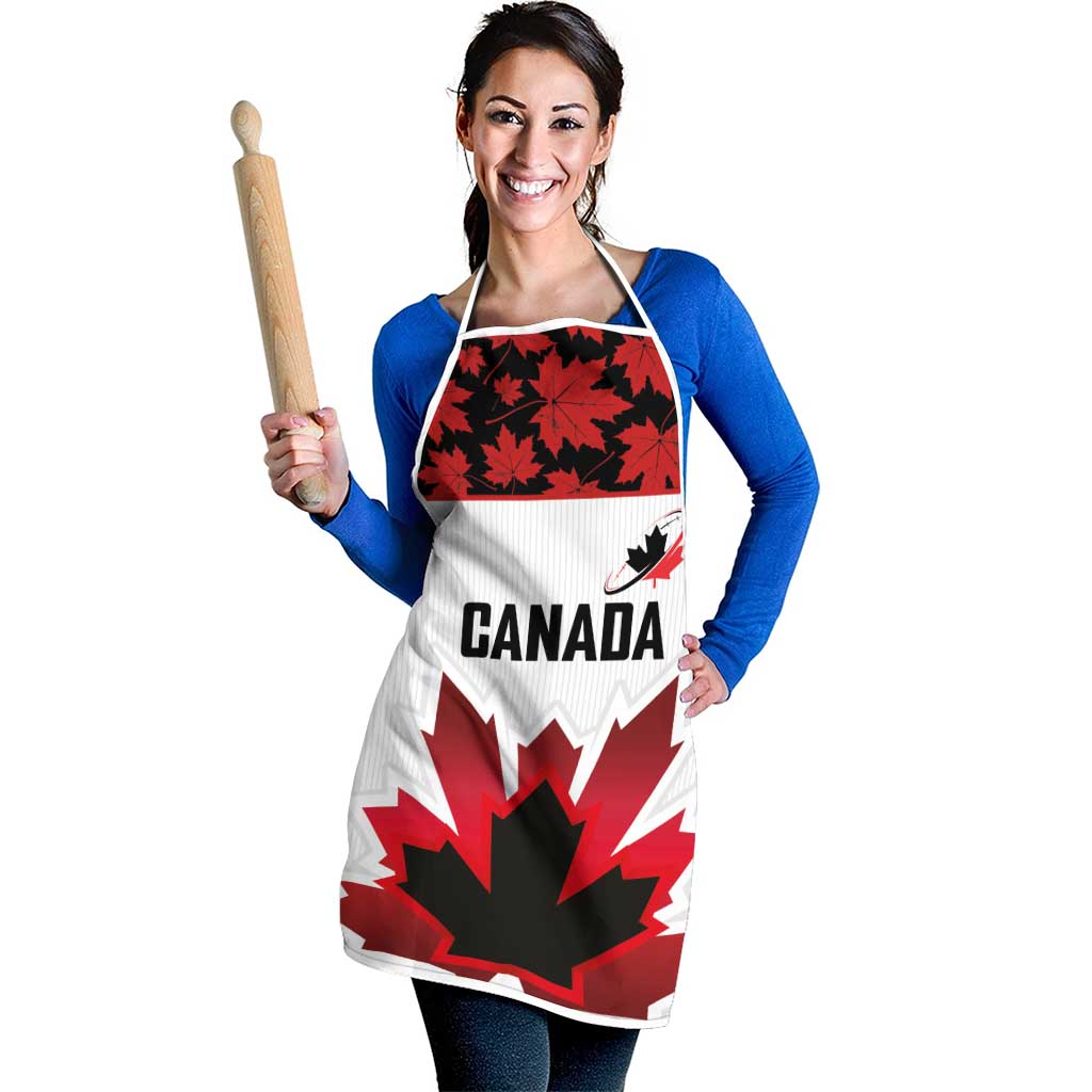 Canadian Rugby Apron Maple Leaves Sporty Art Style White Color - Wonder Print Shop