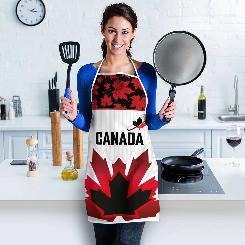 Canadian Rugby Apron Maple Leaves Sporty Art Style White Color - Wonder Print Shop