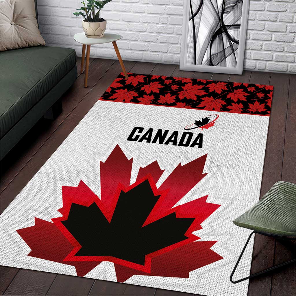 Canadian Rugby Area Rug Maple Leaves Sporty Art Style White Color - Wonder Print Shop