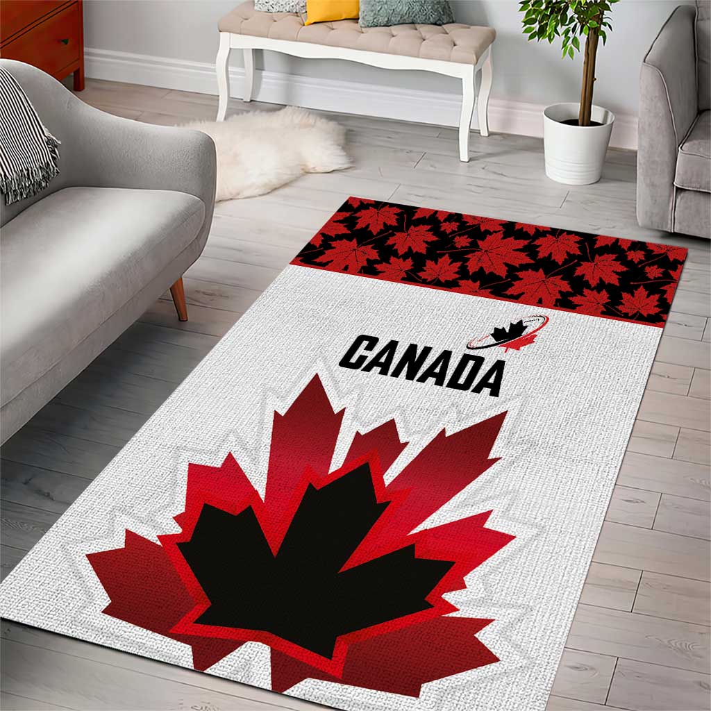 Canadian Rugby Area Rug Maple Leaves Sporty Art Style White Color - Wonder Print Shop