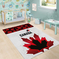 Canadian Rugby Area Rug Maple Leaves Sporty Art Style White Color - Wonder Print Shop