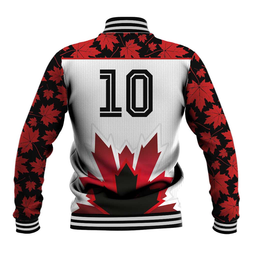 Custom Canadian Rugby Baseball Jacket Maple Leaves Sporty Art Style White Color - Wonder Print Shop