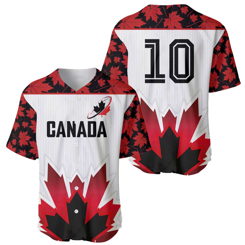 Custom Canadian Rugby Baseball Jersey Maple Leaves Sporty Art Style White Color - Wonder Print Shop