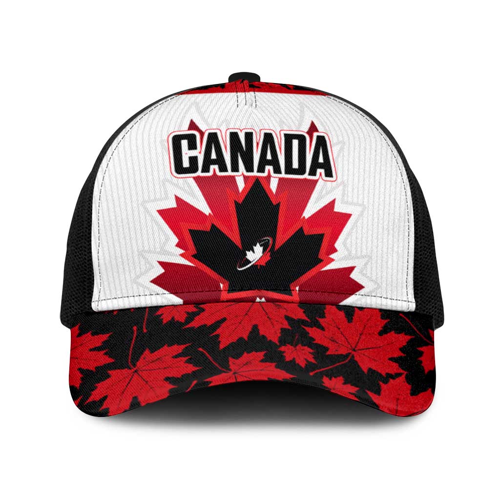 Canadian Rugby Baseball Net Cap Maple Leaves Sporty Art Style White Color - Wonder Print Shop