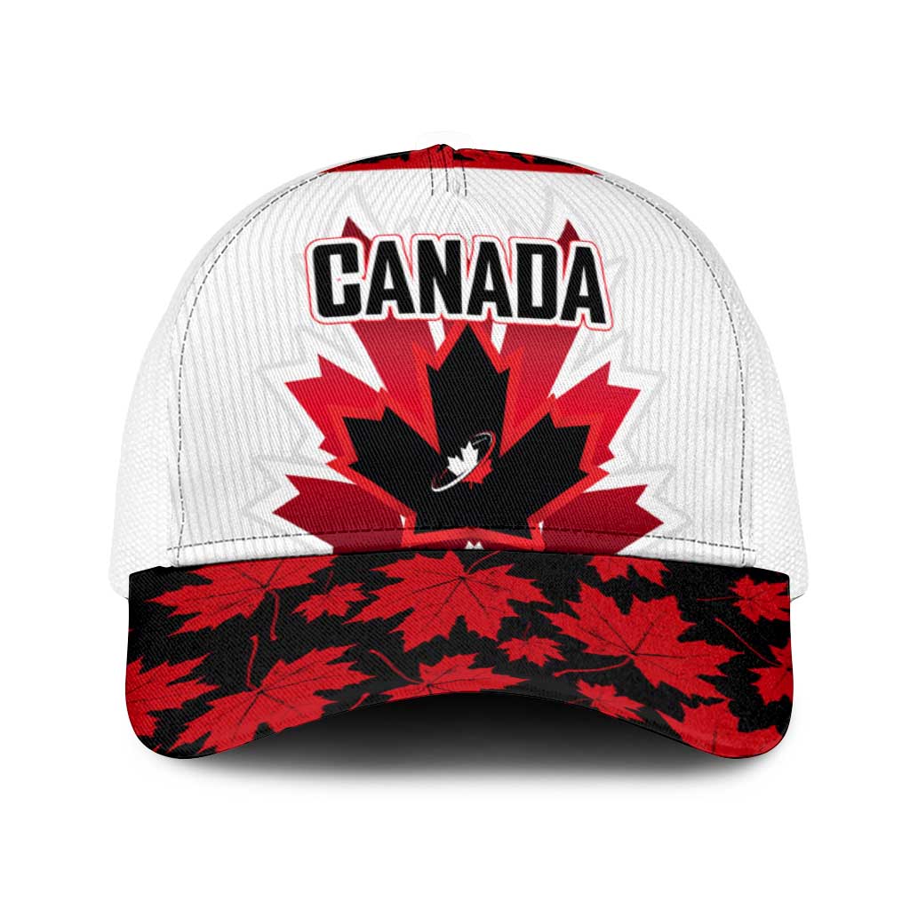 Canadian Rugby Baseball Net Cap Maple Leaves Sporty Art Style White Color - Wonder Print Shop