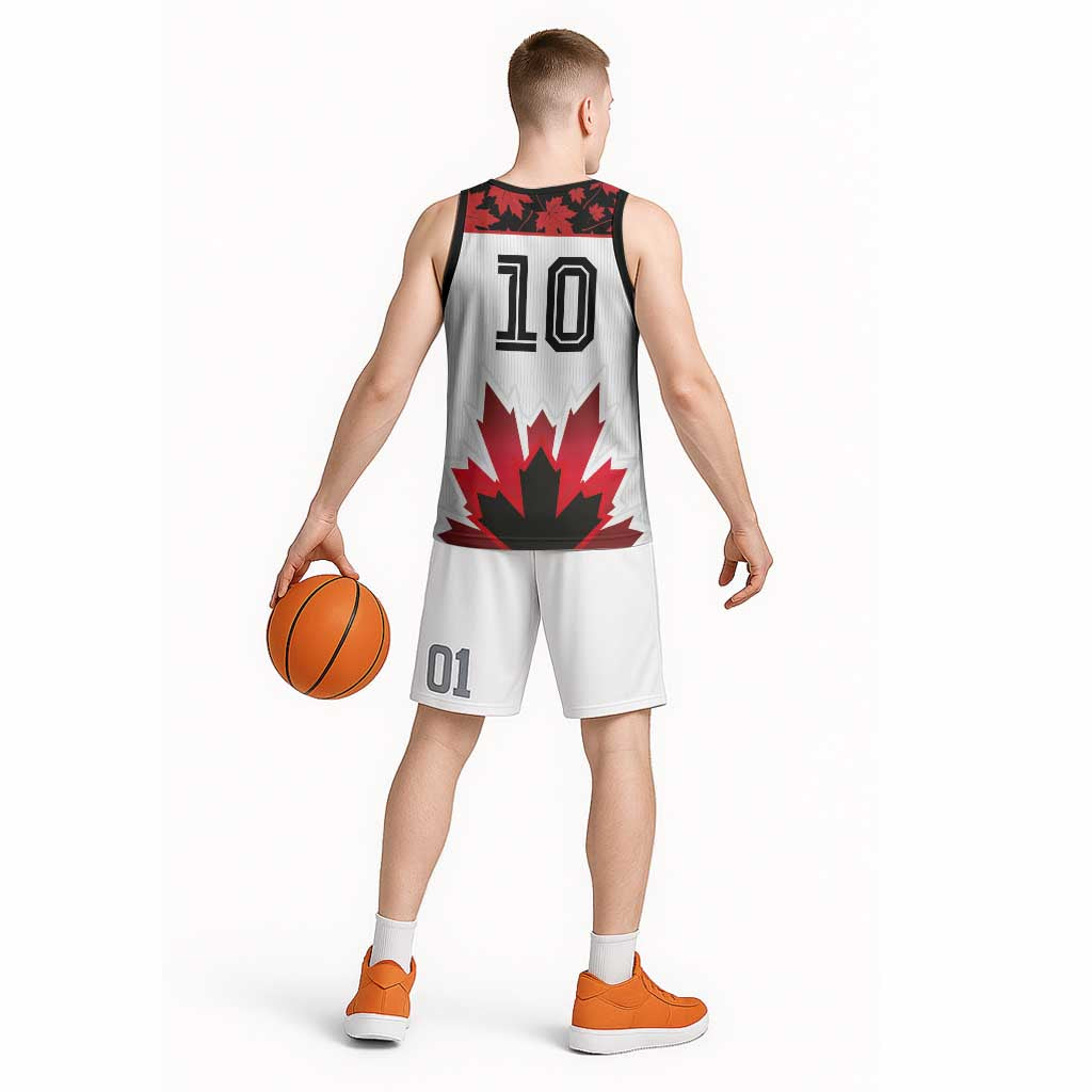Custom Canadian Rugby Basketball Jersey Maple Leaves Sporty Art Style White Color - Wonder Print Shop