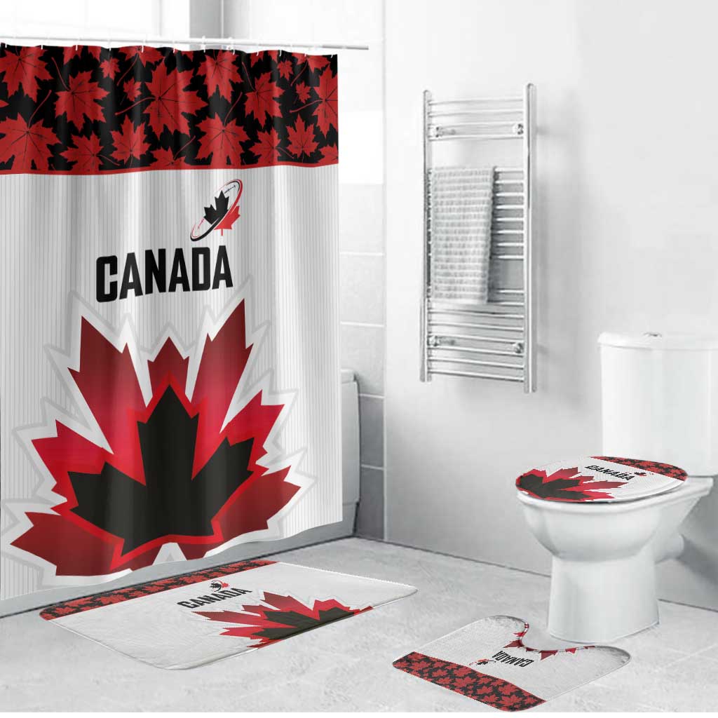 Canadian Rugby Bathroom Set Maple Leaves Sporty Art Style White Color - Wonder Print Shop