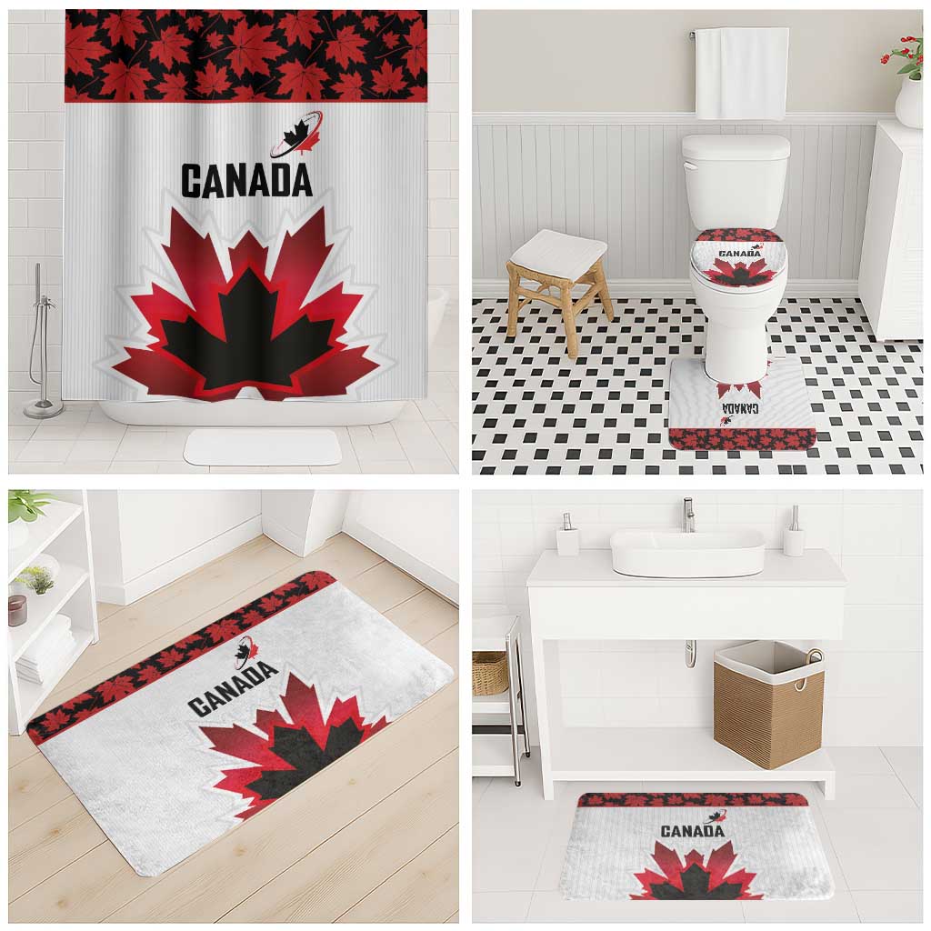 Canadian Rugby Bathroom Set Maple Leaves Sporty Art Style White Color - Wonder Print Shop