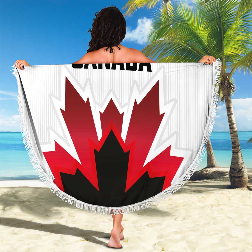 Canadian Rugby Beach Blanket Maple Leaves Sporty Art Style White Color - Wonder Print Shop