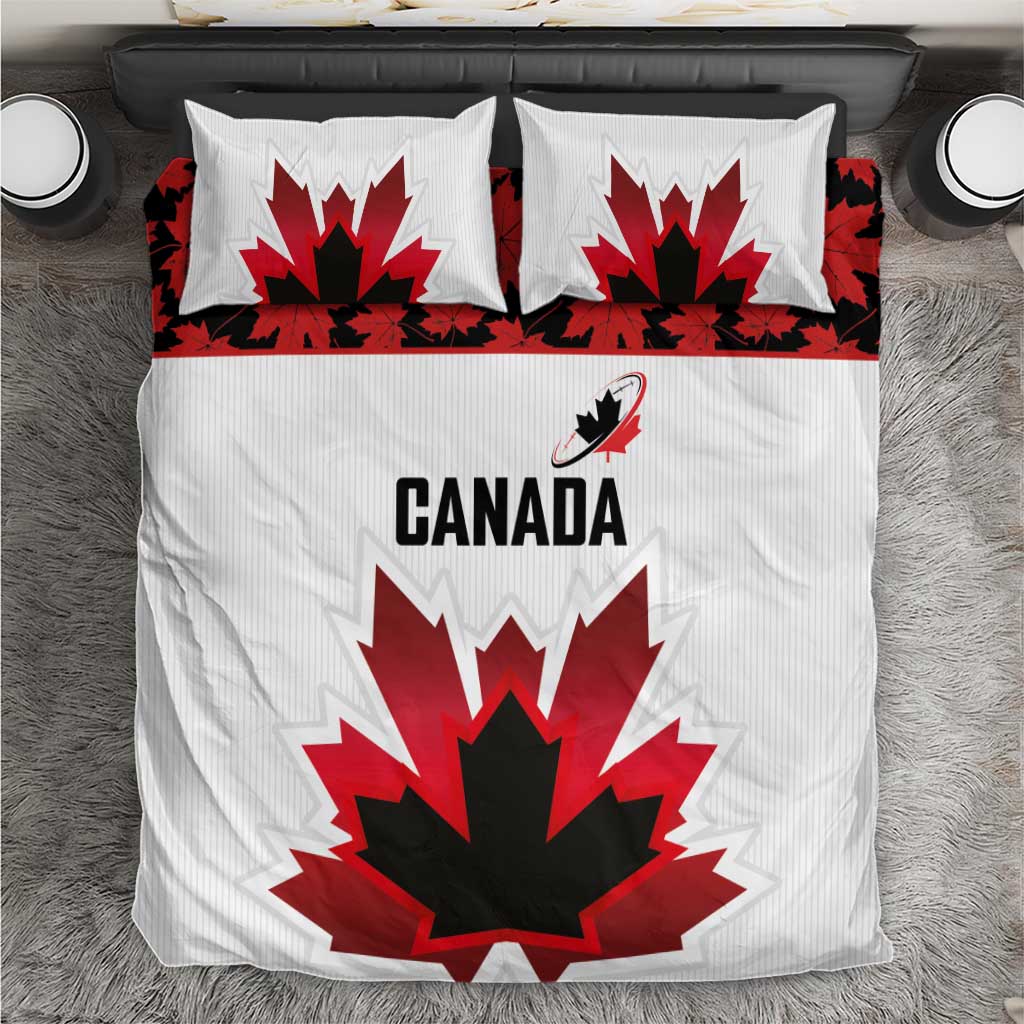 Canadian Rugby Bedding Set Maple Leaves Sporty Art Style White Color - Wonder Print Shop