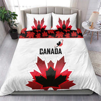 Canadian Rugby Bedding Set Maple Leaves Sporty Art Style White Color - Wonder Print Shop