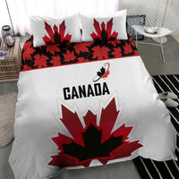 Canadian Rugby Bedding Set Maple Leaves Sporty Art Style White Color - Wonder Print Shop
