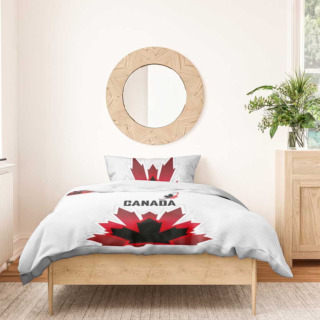 Canadian Rugby Bedding Set Maple Leaves Sporty Art Style White Color - Wonder Print Shop