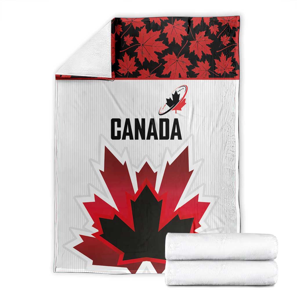 Canadian Rugby Blanket Maple Leaves Sporty Art Style White Color - Wonder Print Shop
