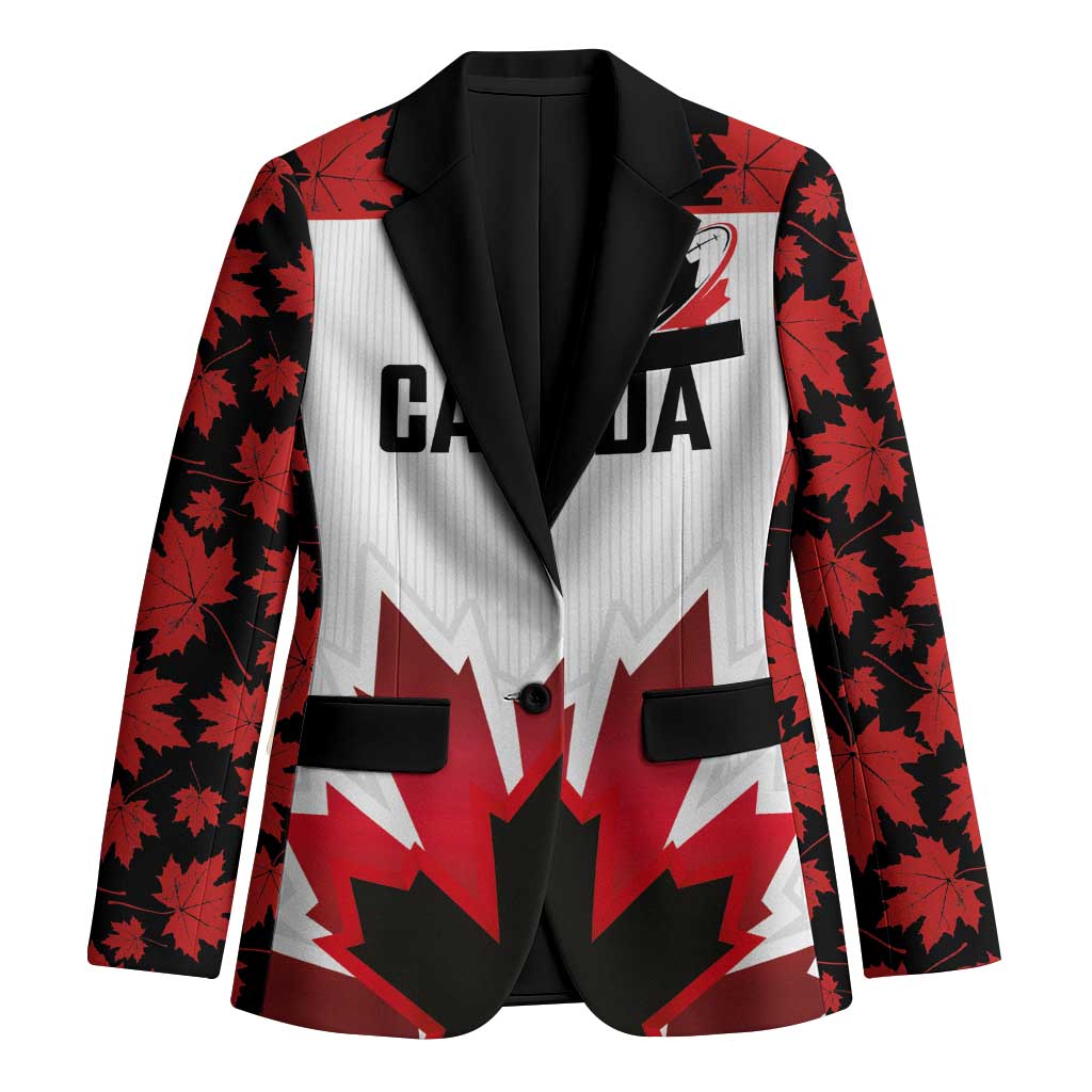 Custom Canadian Rugby Blazer Maple Leaves Sporty Art Style White Color - Wonder Print Shop