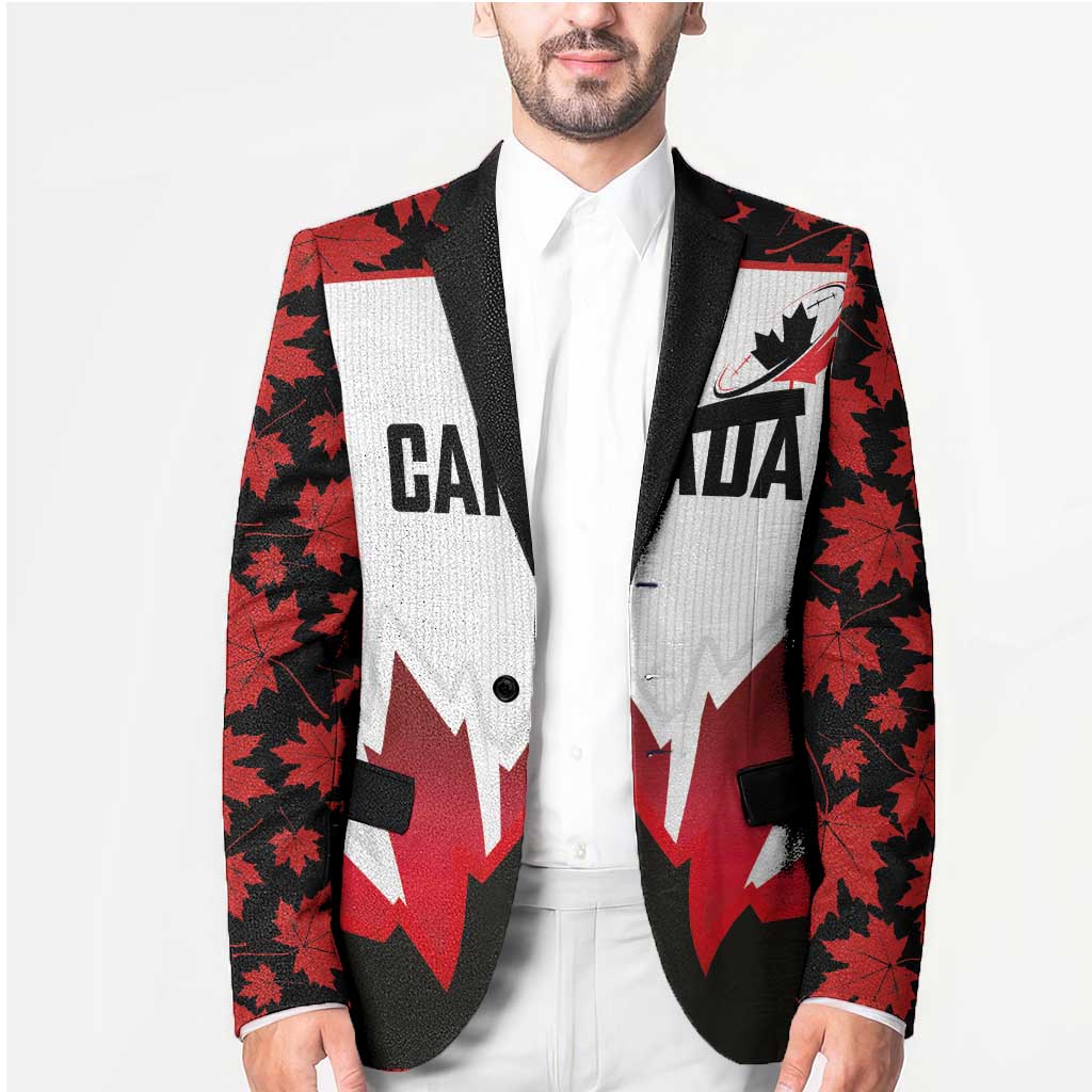 Custom Canadian Rugby Blazer Maple Leaves Sporty Art Style White Color - Wonder Print Shop