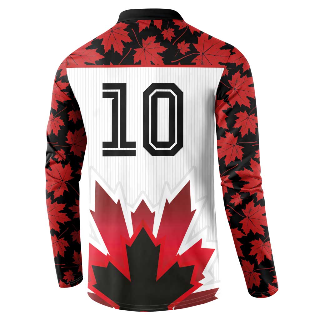 Custom Canadian Rugby Button Sweatshirt Maple Leaves Sporty Art Style White Color - Wonder Print Shop