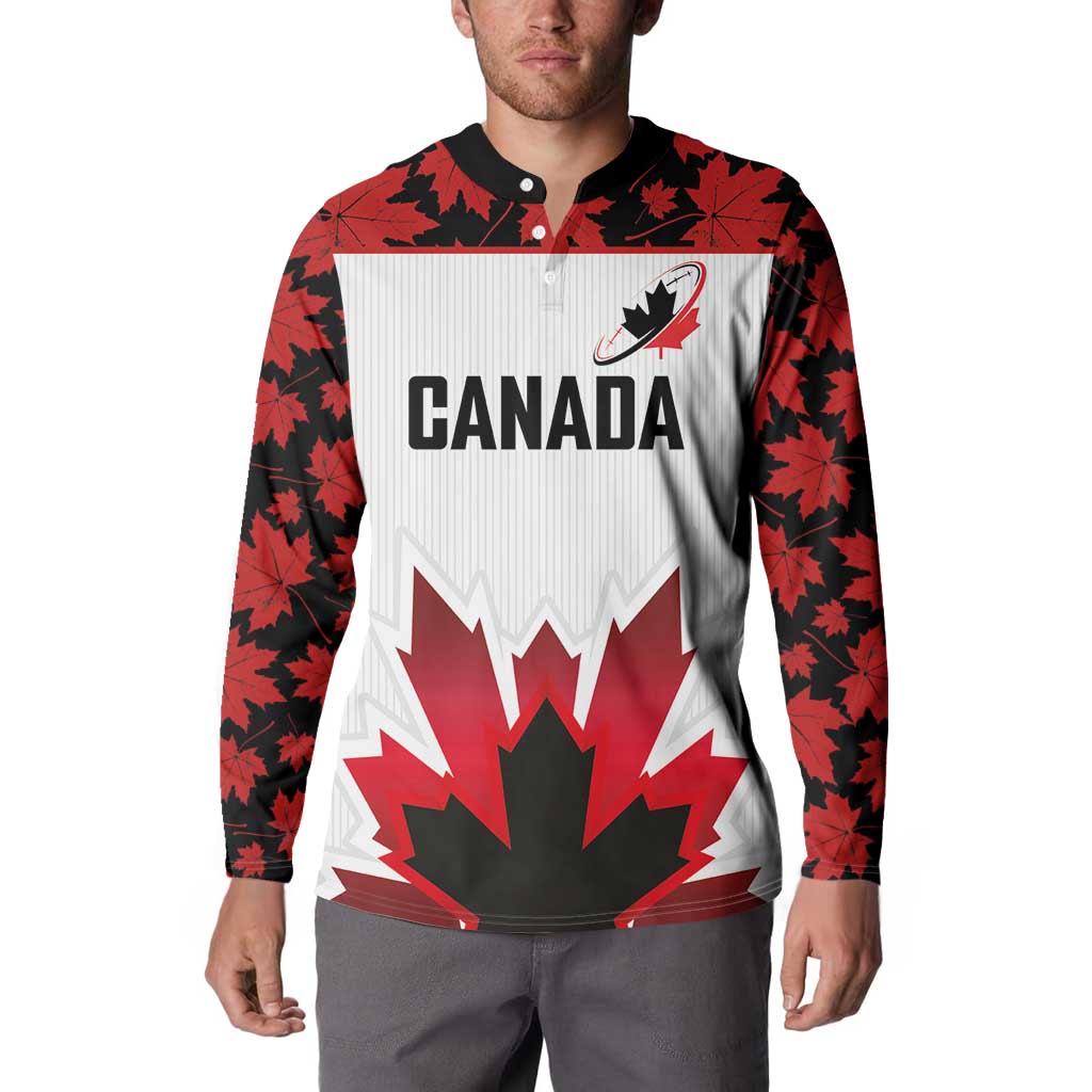Custom Canadian Rugby Button Sweatshirt Maple Leaves Sporty Art Style White Color - Wonder Print Shop