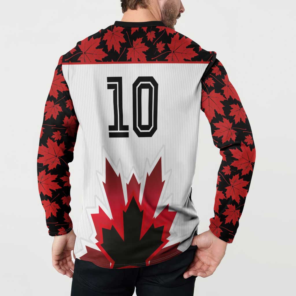 Custom Canadian Rugby Button Sweatshirt Maple Leaves Sporty Art Style White Color - Wonder Print Shop