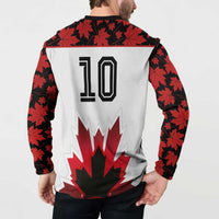 Custom Canadian Rugby Button Sweatshirt Maple Leaves Sporty Art Style White Color - Wonder Print Shop