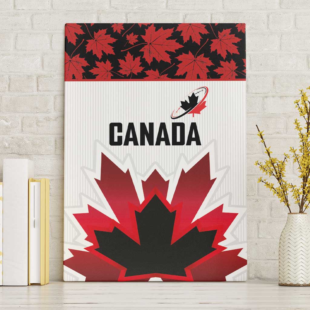 Canadian Rugby Canvas Wall Art Maple Leaves Sporty Art Style White Color - Wonder Print Shop