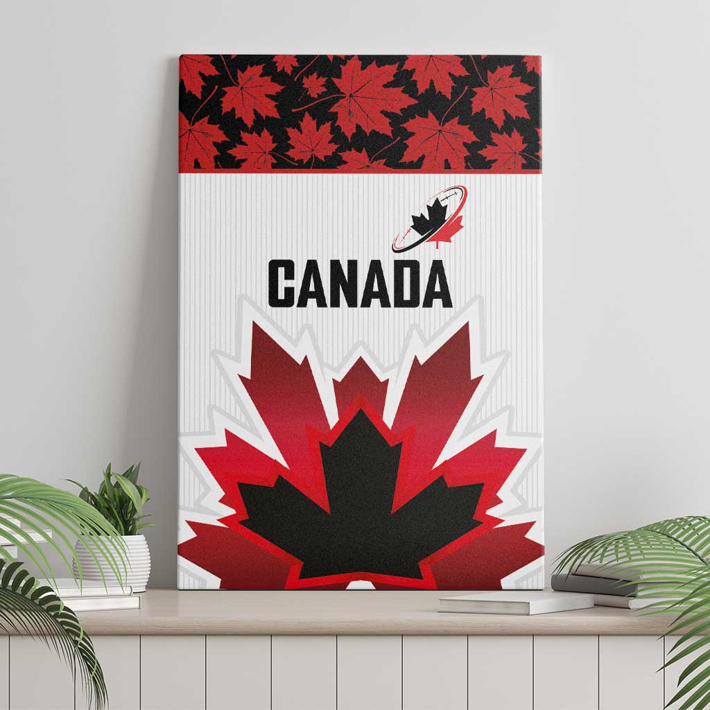 Canadian Rugby Canvas Wall Art Maple Leaves Sporty Art Style White Color - Wonder Print Shop