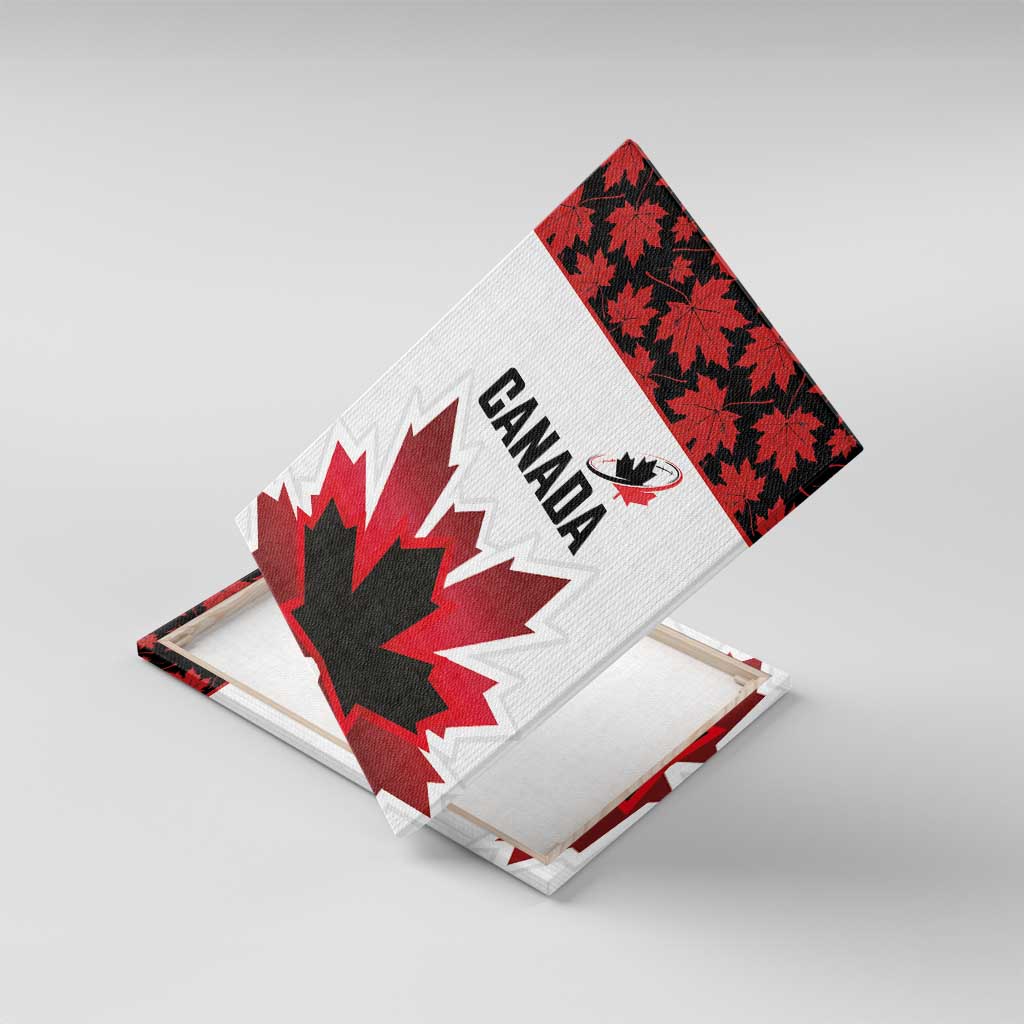 Canadian Rugby Canvas Wall Art Maple Leaves Sporty Art Style White Color - Wonder Print Shop