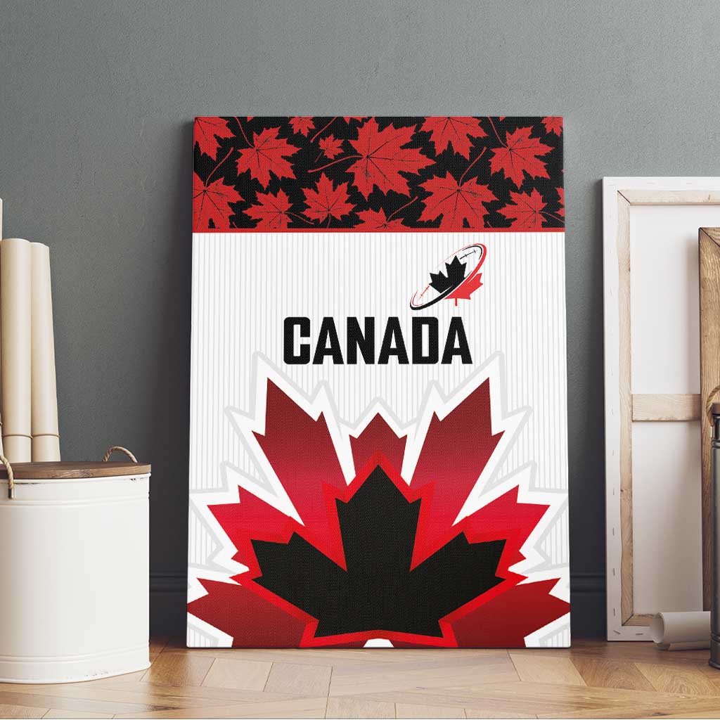 Canadian Rugby Canvas Wall Art Maple Leaves Sporty Art Style White Color - Wonder Print Shop