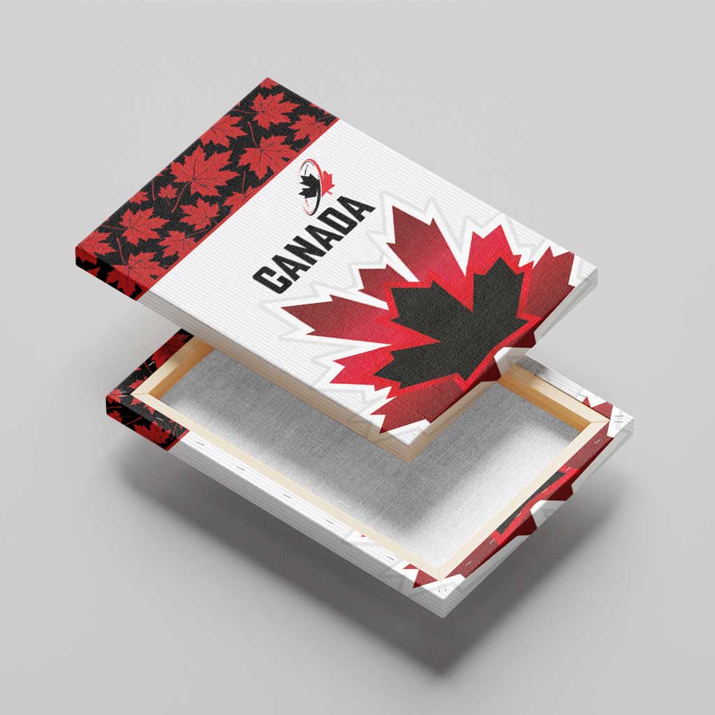 Canadian Rugby Canvas Wall Art Maple Leaves Sporty Art Style White Color - Wonder Print Shop