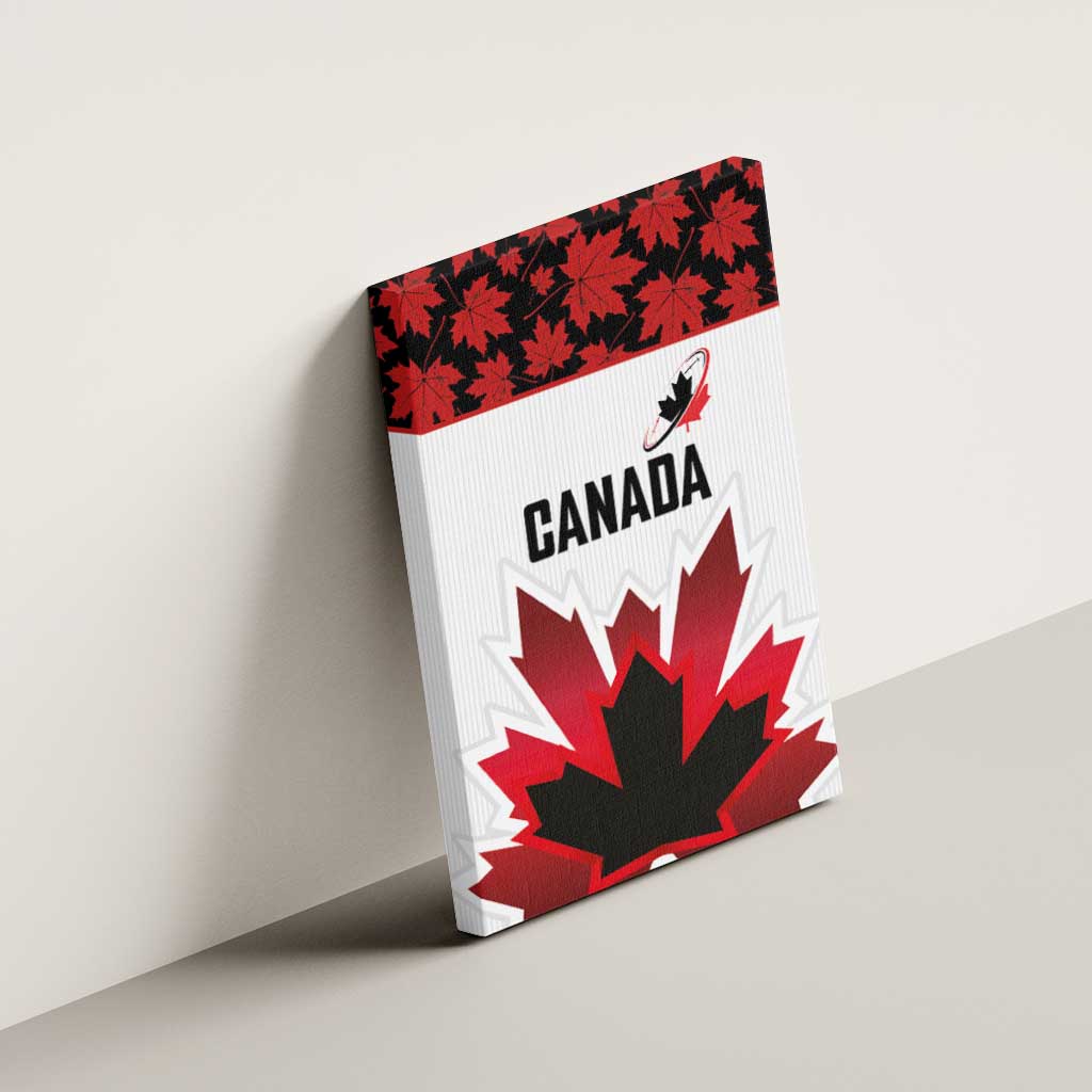 Canadian Rugby Canvas Wall Art Maple Leaves Sporty Art Style White Color - Wonder Print Shop