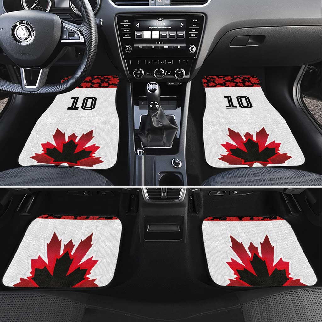 Canadian Rugby Car Mats Maple Leaves Sporty Art Style White Color - Wonder Print Shop