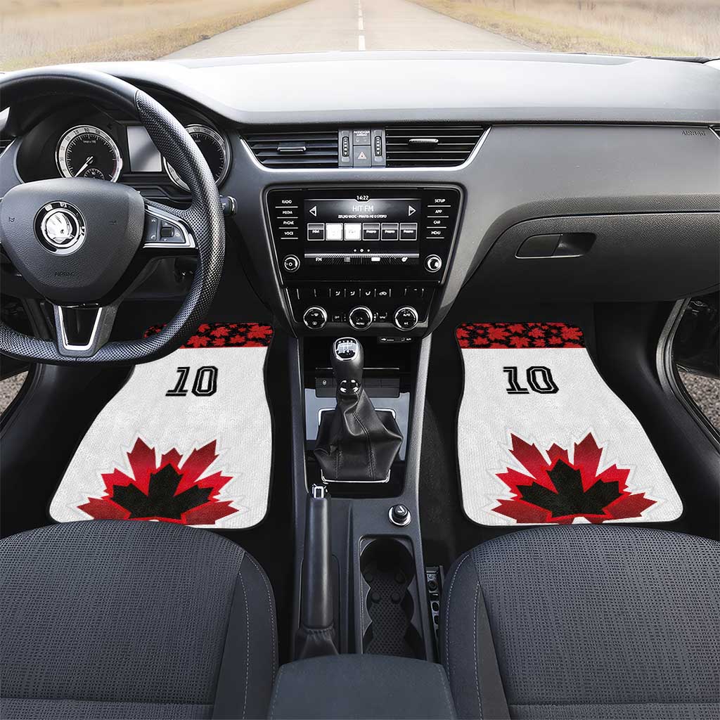Canadian Rugby Car Mats Maple Leaves Sporty Art Style White Color - Wonder Print Shop