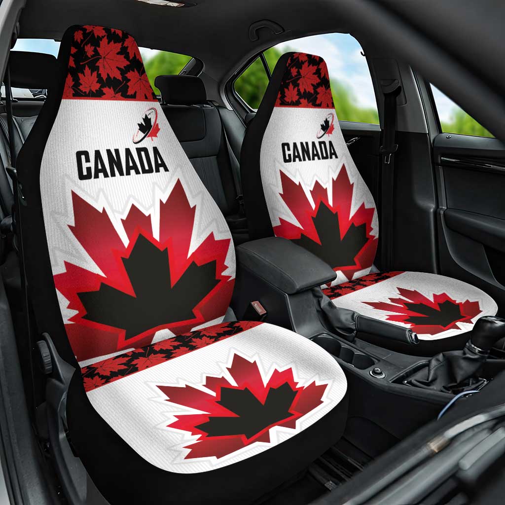 Canadian Rugby Car Seat Cover Maple Leaves Sporty Art Style White Color - Wonder Print Shop