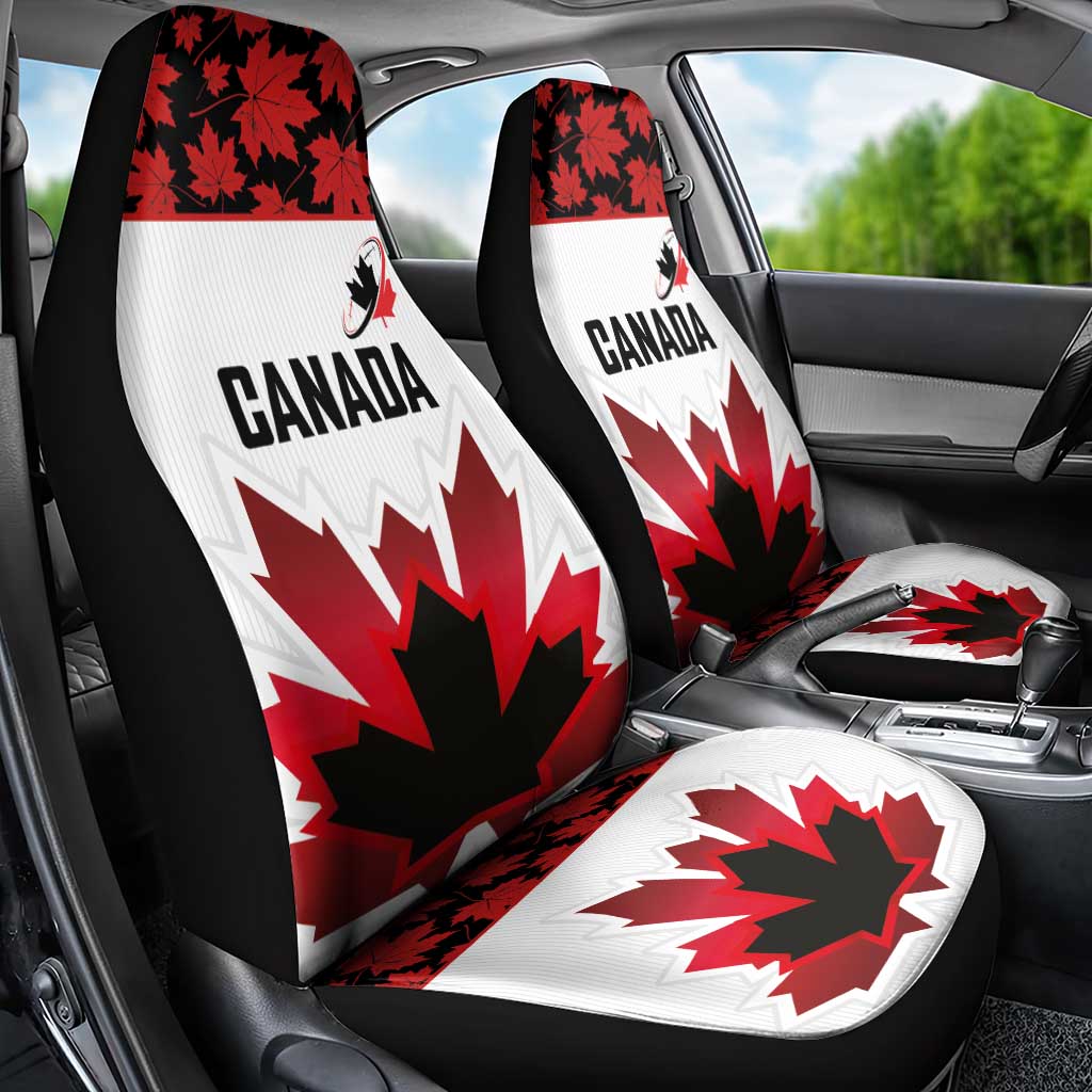 Canadian Rugby Car Seat Cover Maple Leaves Sporty Art Style White Color - Wonder Print Shop