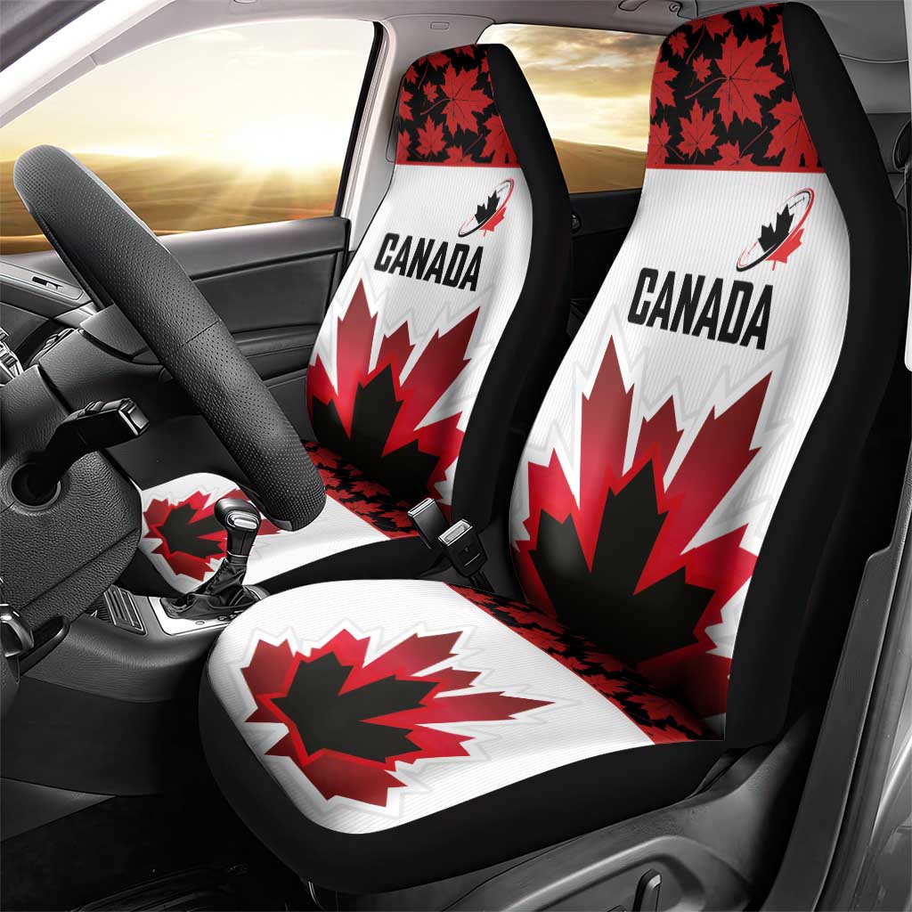 Canadian Rugby Car Seat Cover Maple Leaves Sporty Art Style White Color - Wonder Print Shop