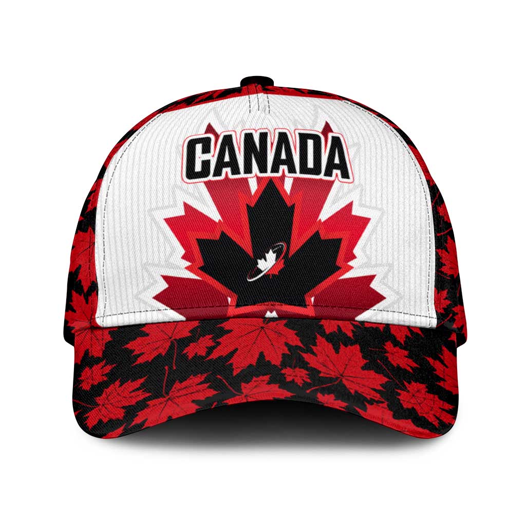 Canadian Rugby Classic Cap Maple Leaves Sporty Art Style White Color - Wonder Print Shop