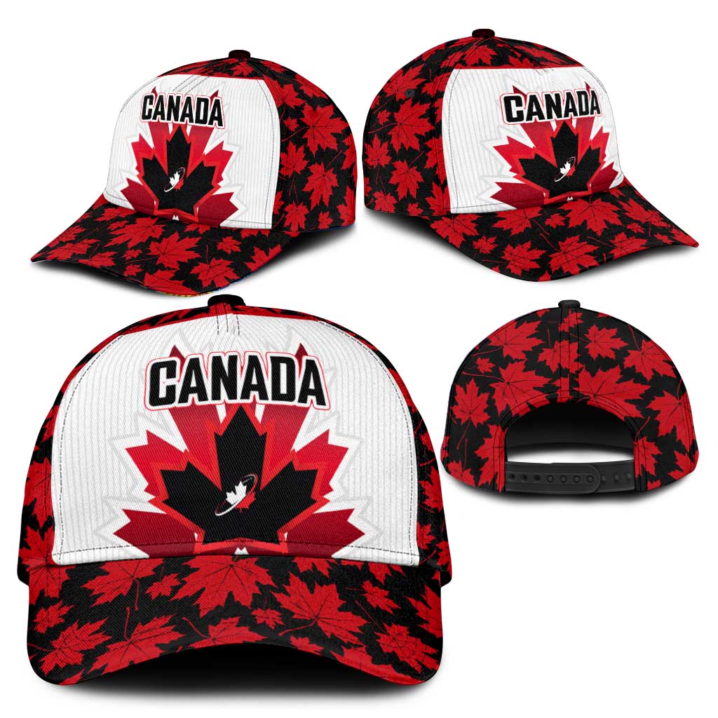 Canadian Rugby Classic Cap Maple Leaves Sporty Art Style White Color - Wonder Print Shop