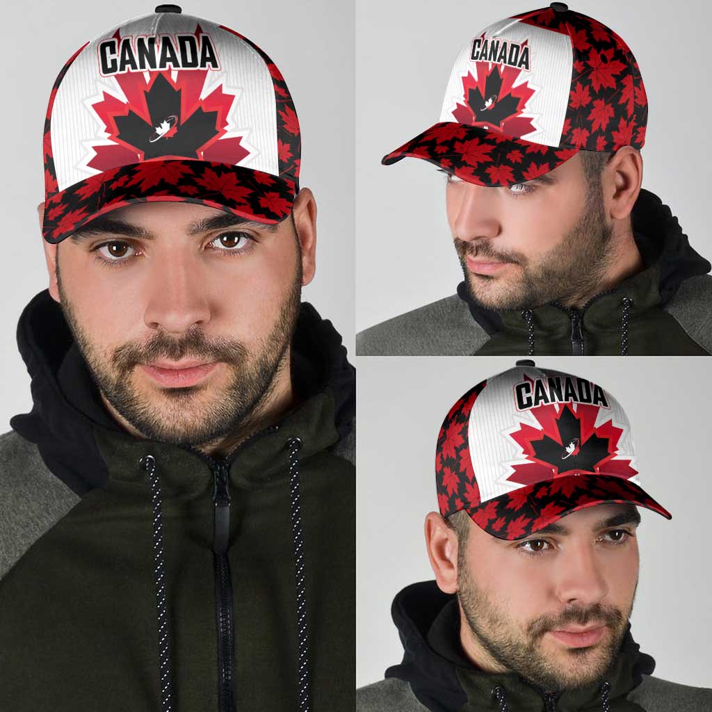 Canadian Rugby Classic Cap Maple Leaves Sporty Art Style White Color - Wonder Print Shop