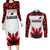 Custom Canadian Rugby Couples Matching Long Sleeve Bodycon Dress and Long Sleeve Button Shirt Maple Leaves Sporty Art Style White Color - Wonder Print Shop