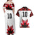 Custom Canadian Rugby Couples Matching Off Shoulder Maxi Dress and Hawaiian Shirt Maple Leaves Sporty Art Style White Color - Wonder Print Shop